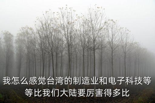 我怎么感觉台湾的制造业和电子科技等等比我们大陆要厉害得多比