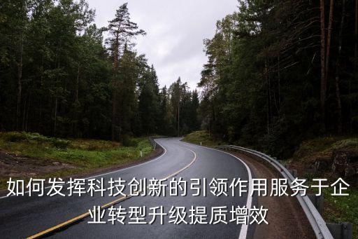 如何发挥科技创新的引领作用服务于企业转型升级提质增效