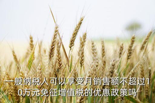 一般纳税人可以享受月销售额不超过10万元免征增值税的优惠政策吗
