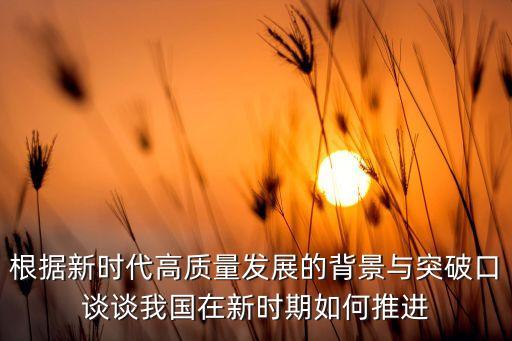 根据新时代高质量发展的背景与突破口谈谈我国在新时期如何推进