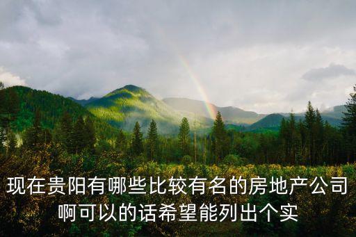 现在贵阳有哪些比较有名的房地产公司啊可以的话希望能列出个实