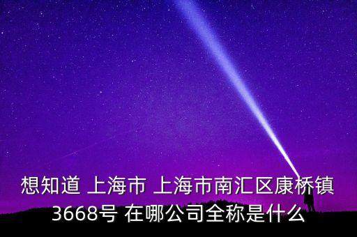 想知道 上海市 上海市南汇区康桥镇3668号 在哪公司全称是什么
