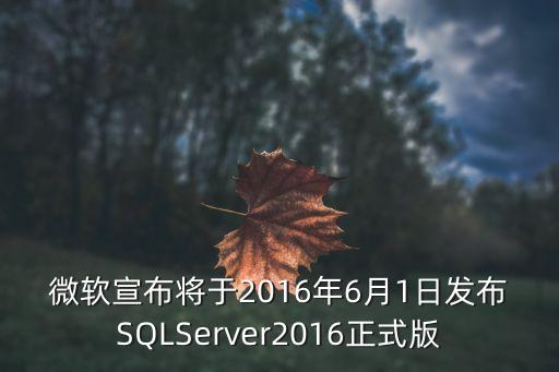 微软宣布将于2016年6月1日发布sqlserver2016正式版
