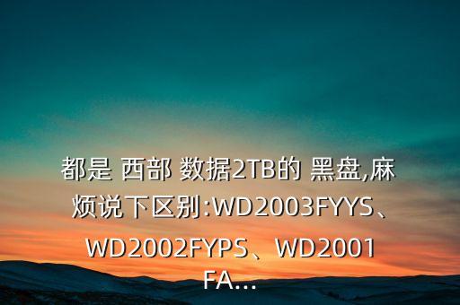 都是 西部 数据2tb的 黑盘,麻烦说下区别:wd2003fyys、wd2002fyps、wd2001fa...