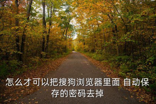 怎么才可以把搜狗浏览器里面 自动保存的密码去掉