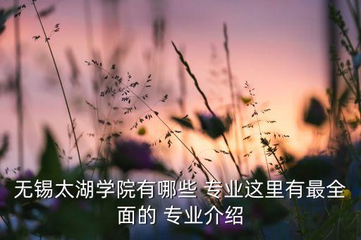 无锡太湖学院有哪些 专业这里有最全面的 专业介绍
