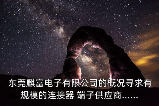  东莞麒富电子有限公司的概况寻求有规模的连接器 端子供应商……