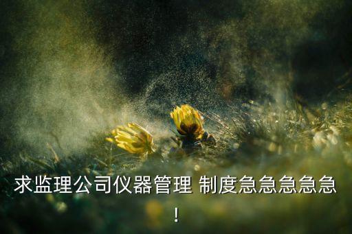 求监理公司仪器管理 制度急急急急急!