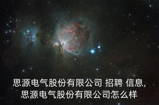 思源电气股份有限公司 招聘 信息,思源电气股份有限公司怎么样
