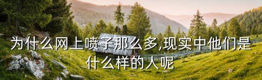 为什么网上喷子那么多,现实中他们是什么样的人呢