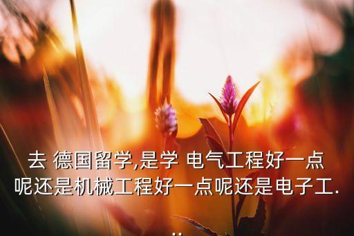 去 德国留学,是学 电气工程好一点呢还是机械工程好一点呢还是电子工...