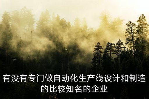有没有专门做自动化生产线设计和制造的比较知名的企业
