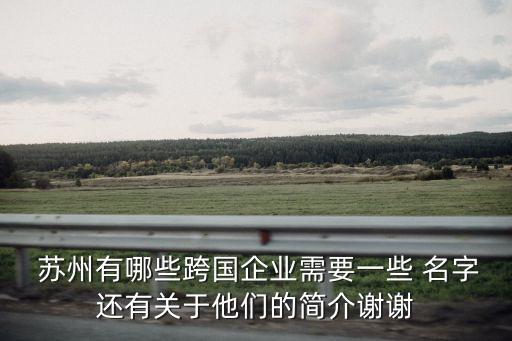 苏州有哪些跨国企业需要一些 名字还有关于他们的简介谢谢